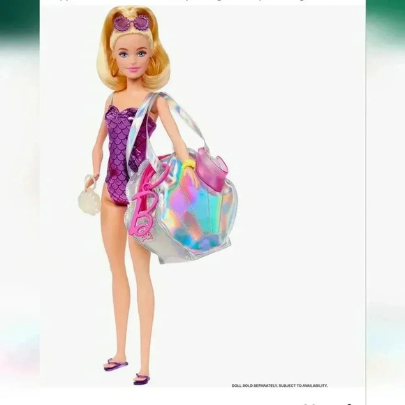 BARBIE  Clothes Set, Beach-Themed with Swimsuit, 5 Acessories - Picture 3 of 5
